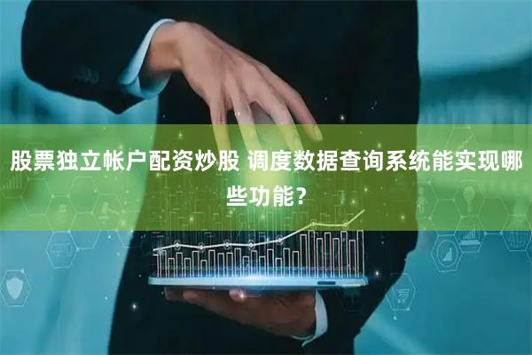 股票独立帐户配资炒股 调度数据查询系统能实现哪些功能？